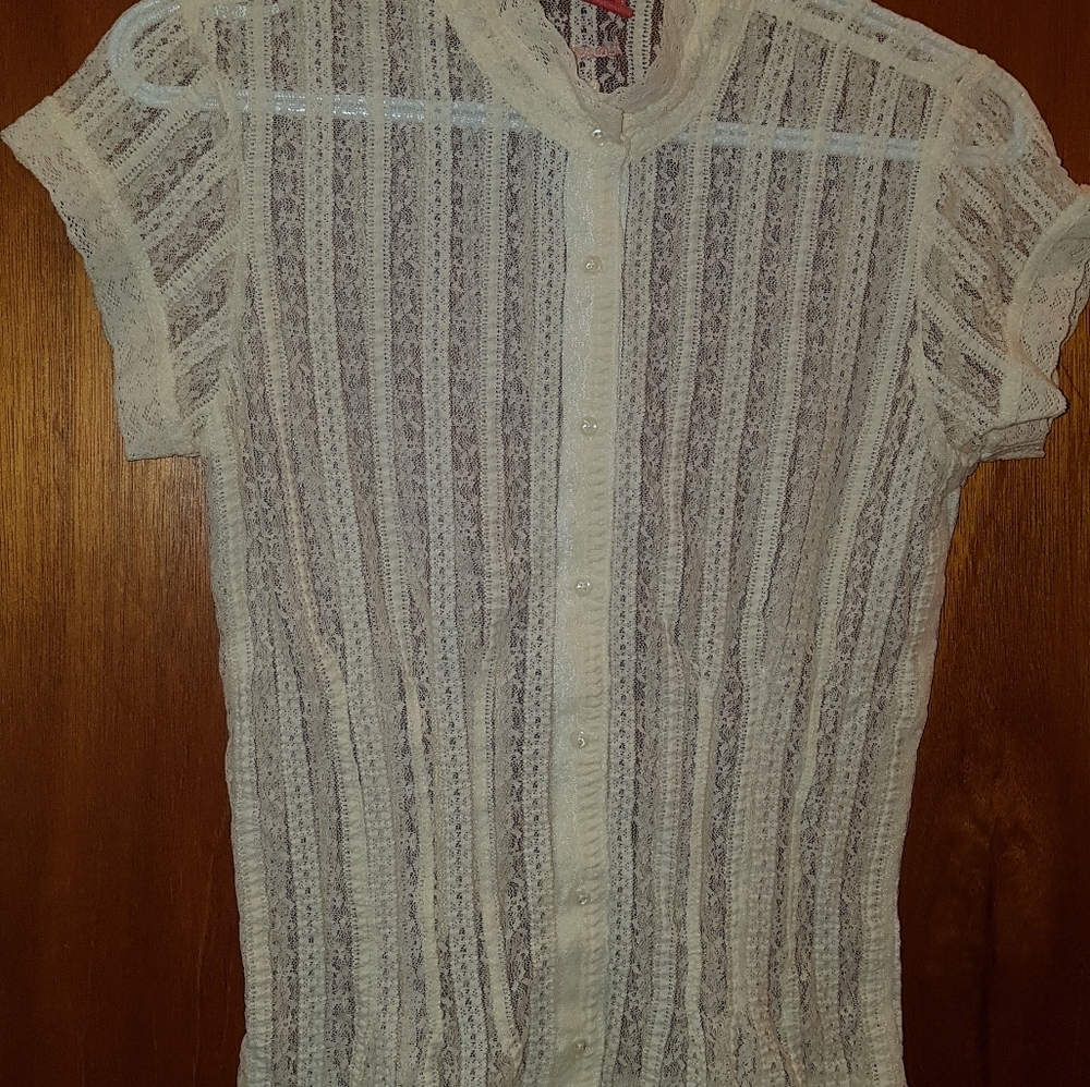 Roxy ivory sheer blouse size med